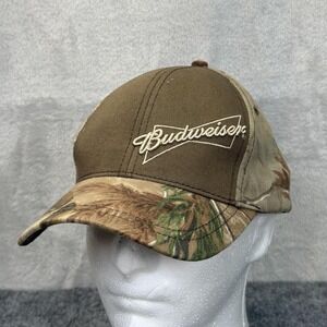Budweiser Hat Cap Strap Back‎ Mens Brown Camouflage Paramount Outdoors Y2K 2009